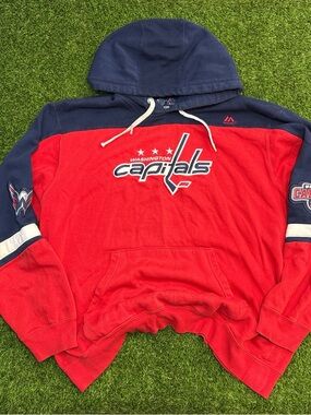 Washington Capitals Hooded Pullover Sweatshirt - Red & Navy